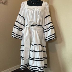 Lisa Marie Fernandez for Target XL White midi dress with Black ric-rack trim